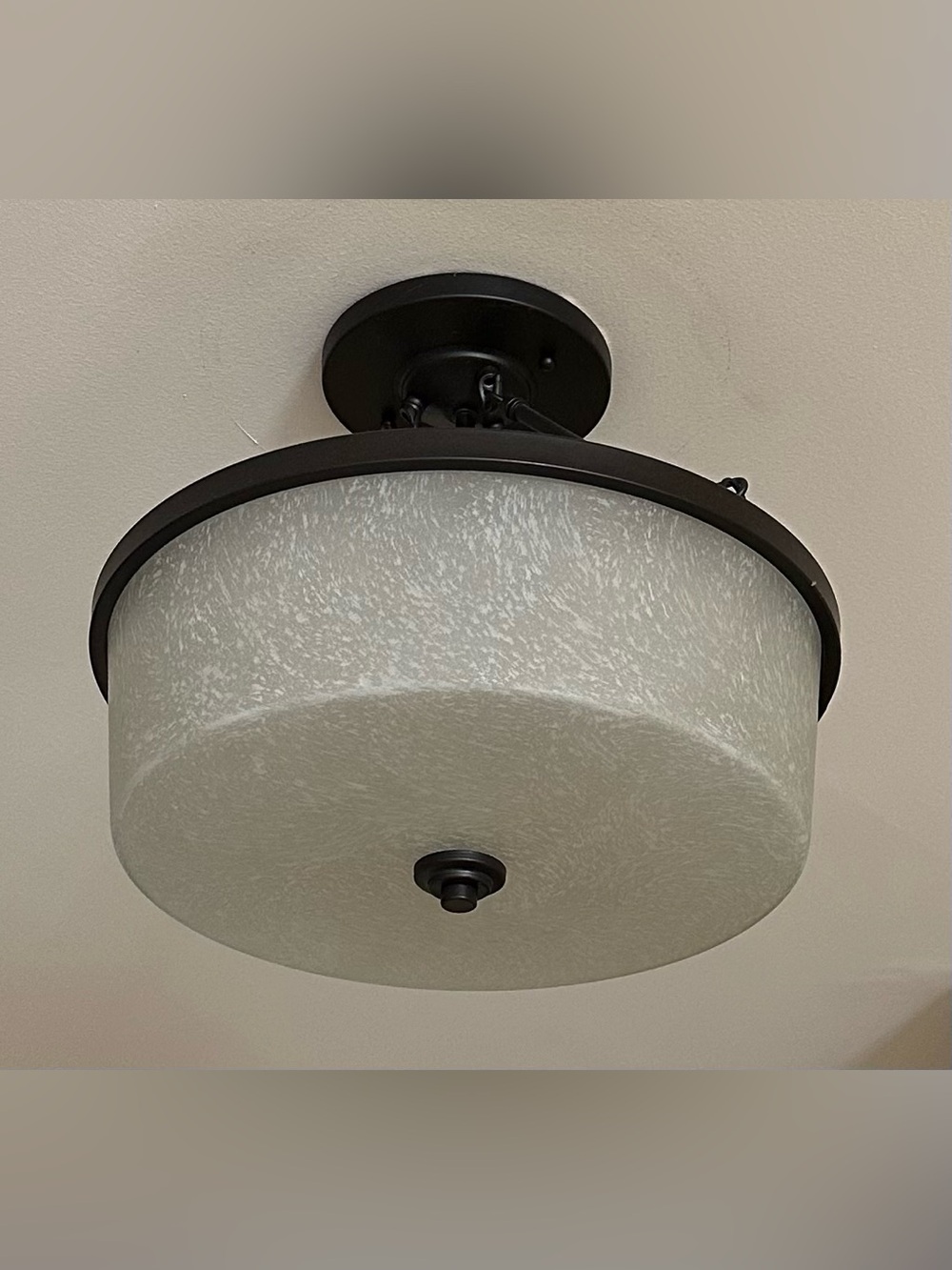 Oil-Rubbed Bronze Semi-Flush Ceiling Light with Frosted Glass Shade